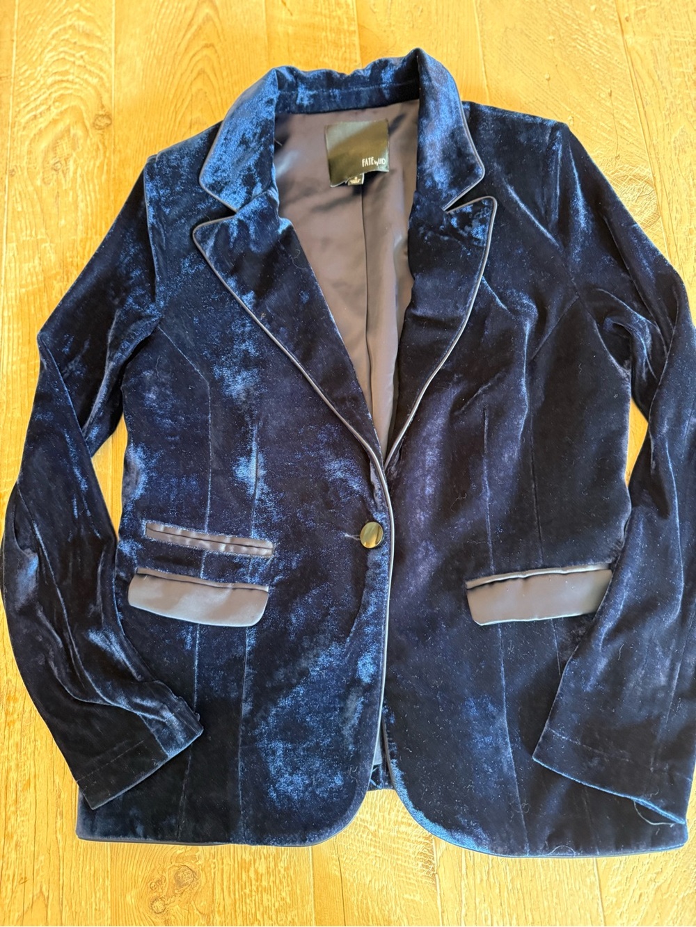 Fate Velvet Blazer Jacket - Navy Blue S